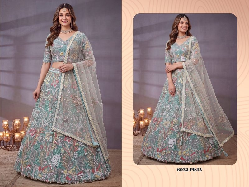 Sky Blue Colour Zeel Vol 38 Soft Net Sequins Embroidery Work Designer Lehenga 6032